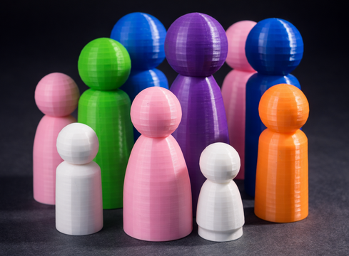 Figuras impresas en 3D para constelaciones familiares en distintos tamaños y colores